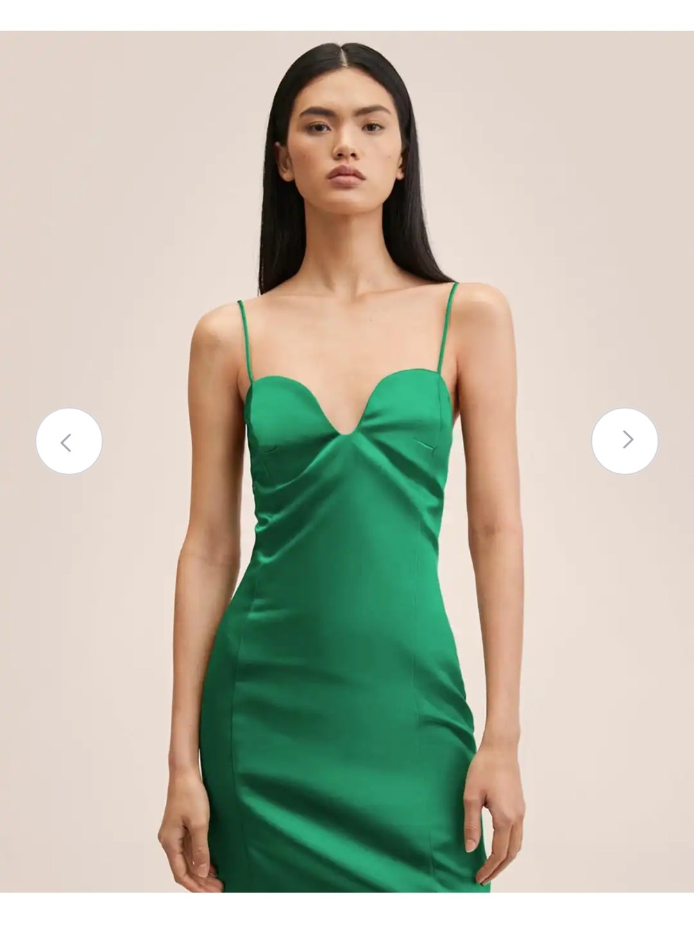Mango Satin Sheath Mini Green Dress Size 2 NWT